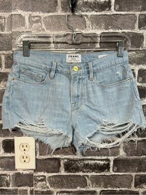 Frame Denim le cutoff shorts jean denim light wash distressed